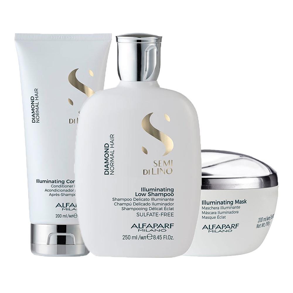 Kit Alfaparf Milano Professional Semi Di Lino Diamond - Shampoo e Condicionador e Máscara