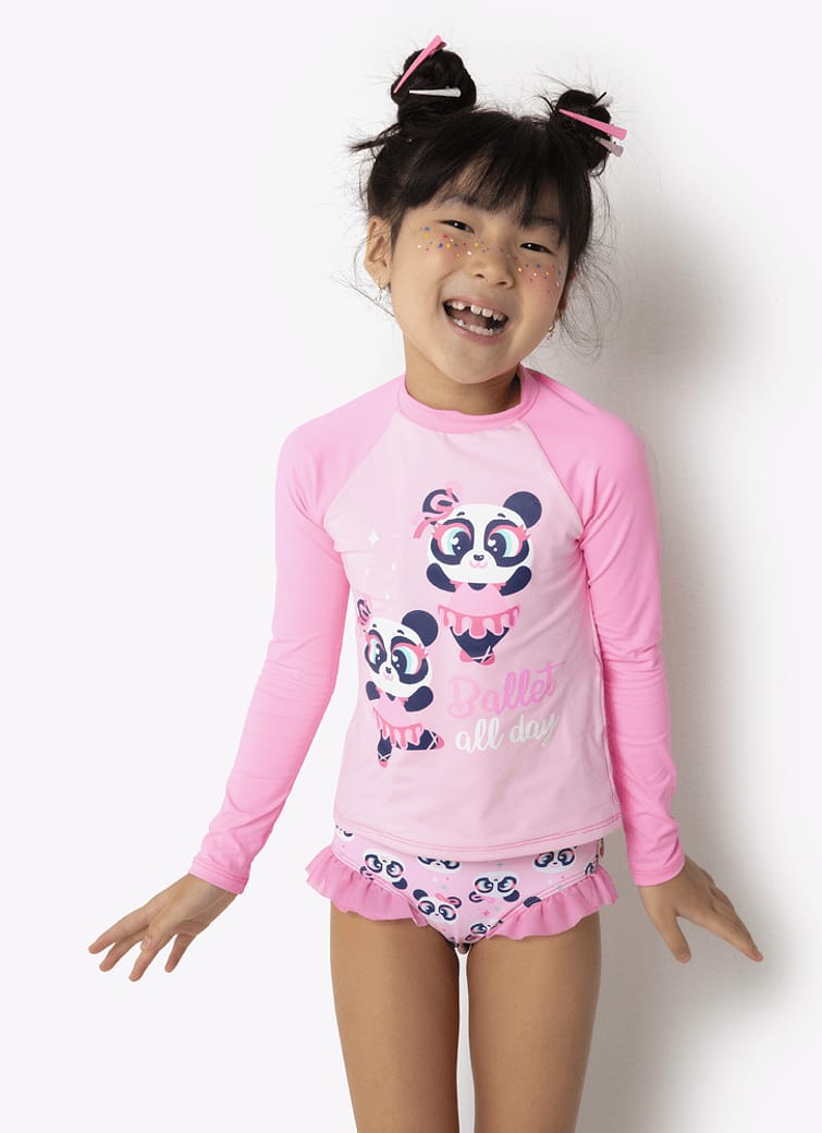 Conjunto Camiseta e Calcinha Menina Panda