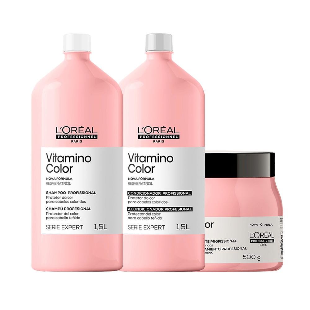 Kit L'Oréal Professionnel Serie Expert Vitamino Color – Shampoo e Condicionador e Máscara 500 g