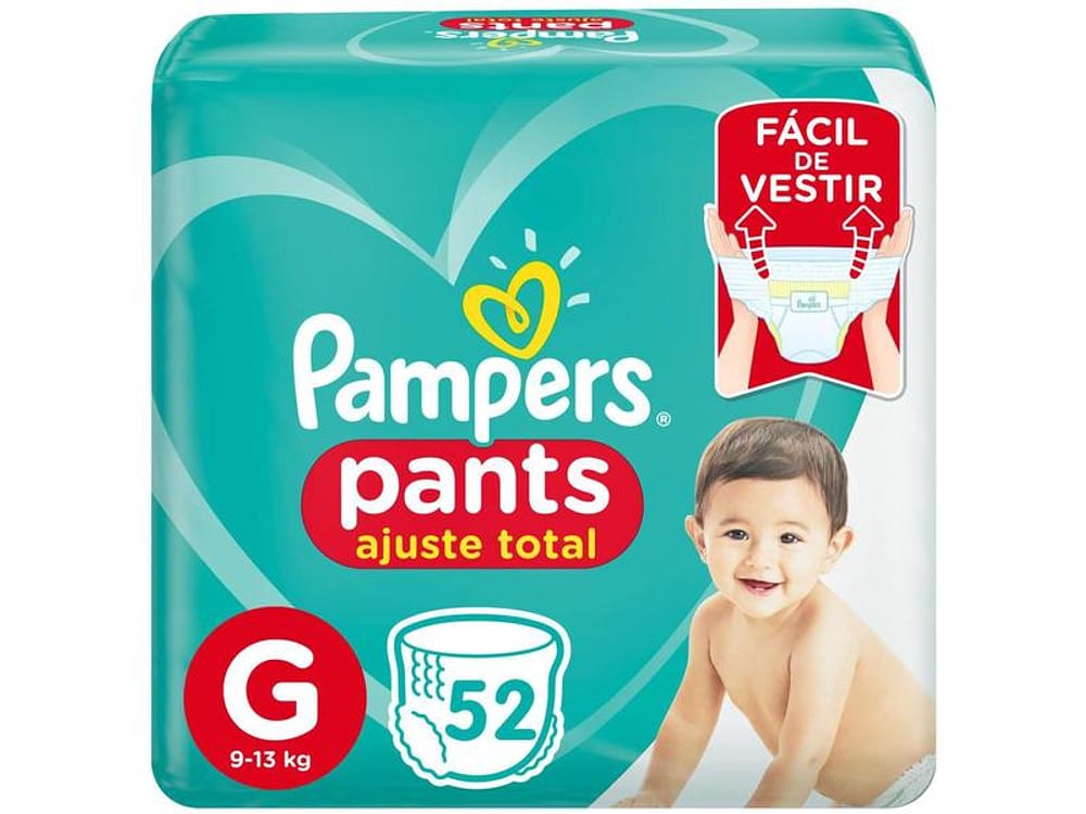 Fralda Pampers Ajuste Total Pants Calça - Tam. G 9 a 13kg 52 Unidades