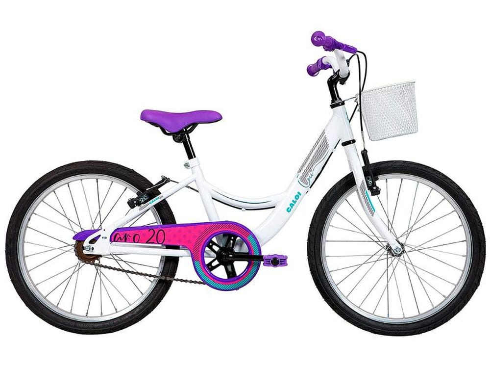 Bicicleta Infantil Aro 20 Caloi Ceci Branca com Cestinha Freio V-Brake