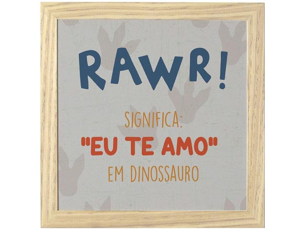 Quadro Decorativo Dino Rawr 23,5x23,5cm - Design Up Living