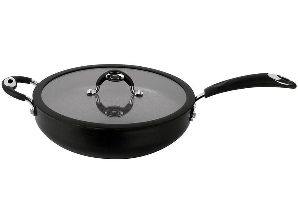 Panela Wok Antiaderente Multiflon de Alumínio com Tampa Dom Preto 30cm