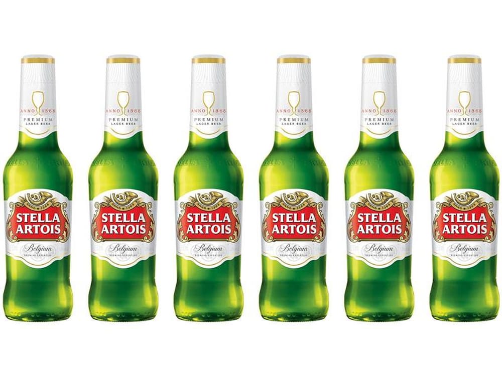 Cerveja Stella Artois Puro Malte - Premium American Lager 6 Unidades Long Neck 330ml
