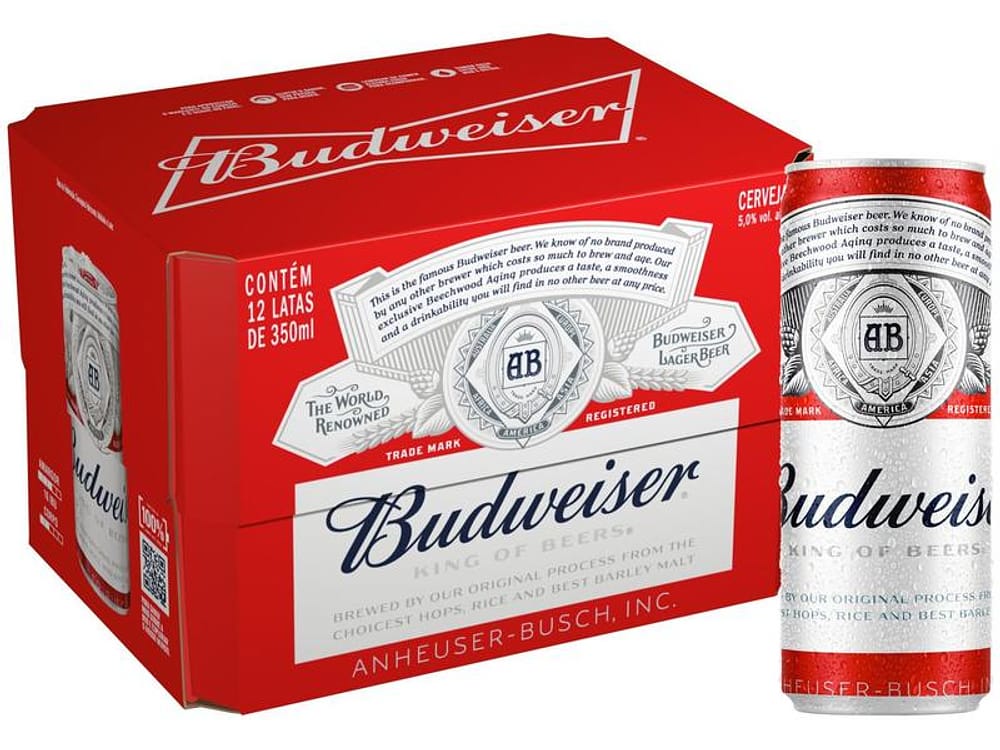 Cerveja Budweiser American Lager 12 Unidades - Lata 350ml