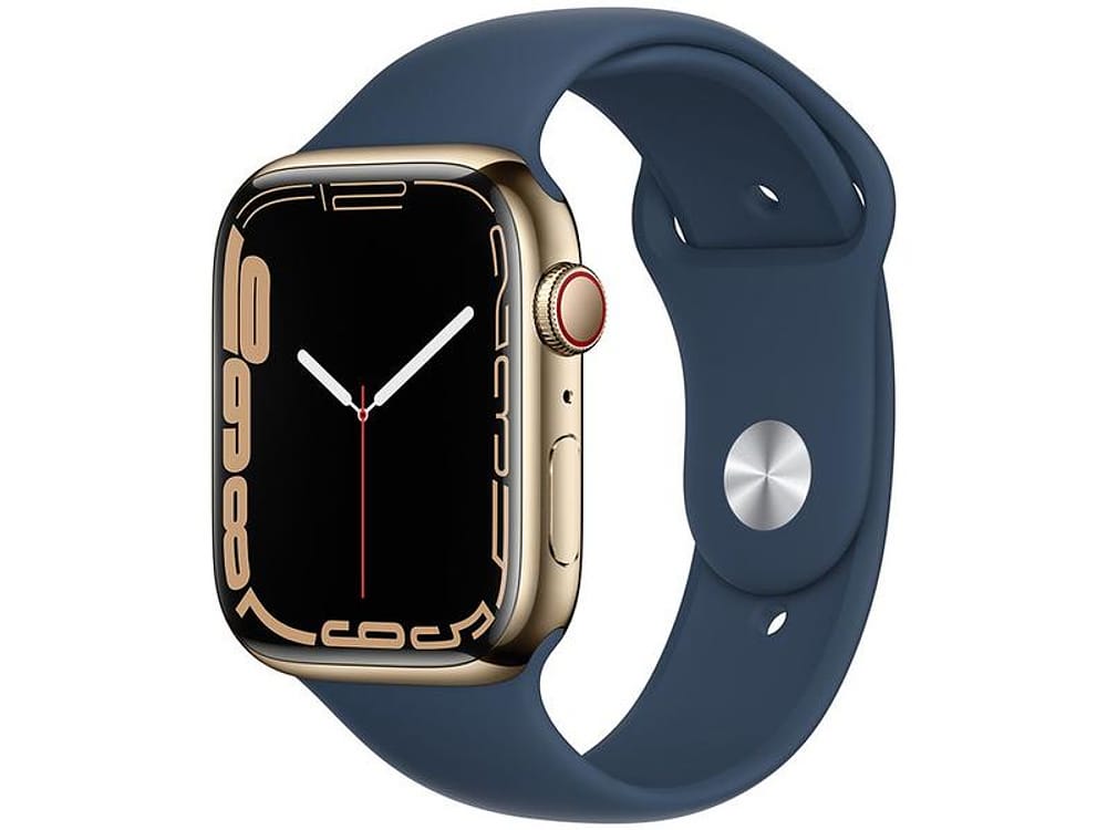 Apple Watch Series 7 45mm GPS + Cellular Dourada - Aço Inoxidável Azul-abissal