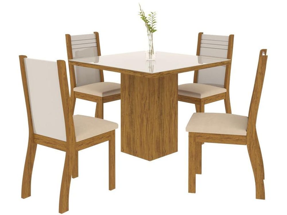 Mesa de Jantar 4 Cadeiras Quadrada Viero Móveis - Essence