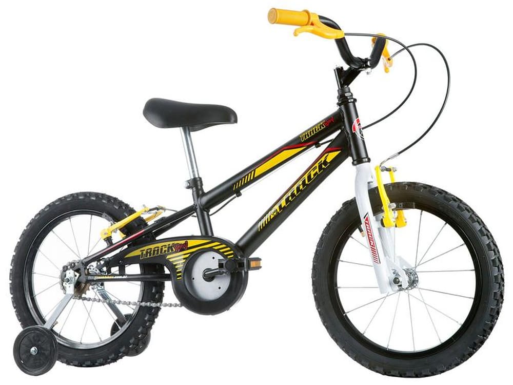 Bicicleta Infantil Aro 16 Track & Bikes Track Boy - Preto e Branco com Rodinhas Freio V-Brake