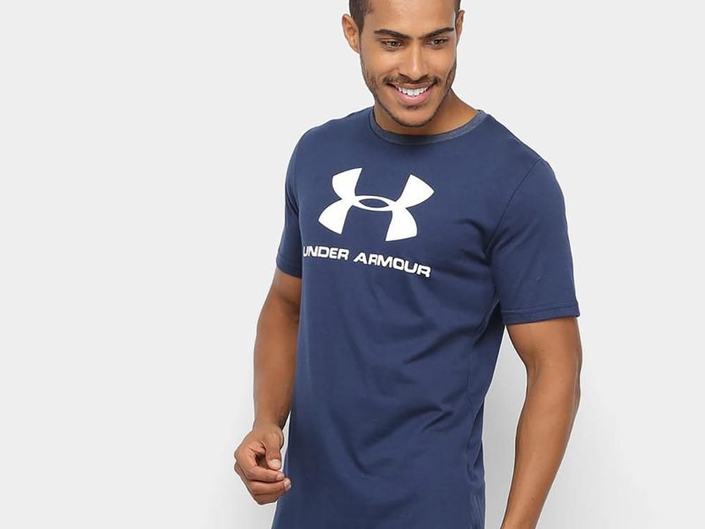 Camiseta Under Armour Sportstyle Masculina - Manga Curta Marinho e Branco