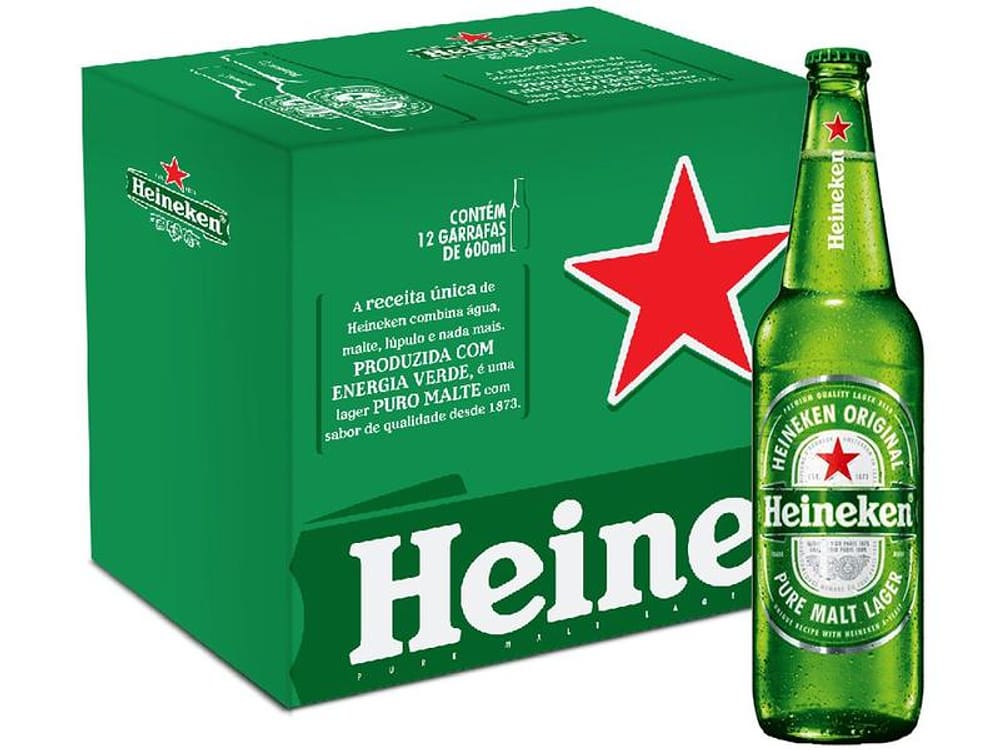 Cerveja Heineken Puro Malte Pilsen 12 Unidades Garrafa 600ml