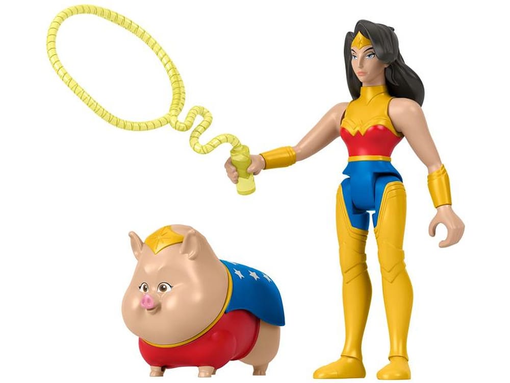 Mini Boneco League Of Super Pets - Wonder Woman & PB com Acessório Fisher-Price