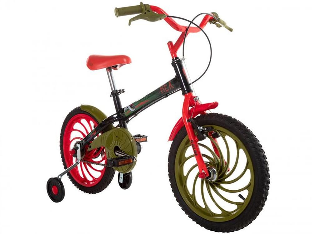 Bicicleta Infantil Aro 16 Caloi Rex Preta com Rodinhas
