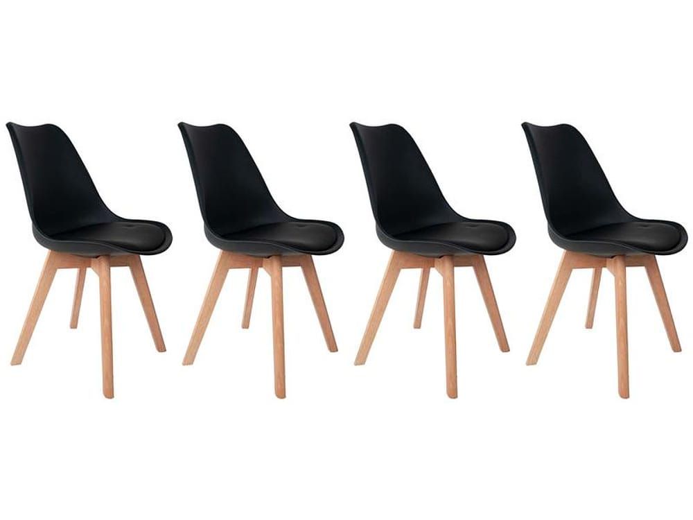 Jogo de Cadeiras de Polipropileno Estofadas - Empório Tiffany Saarinen Wood 4 Peças