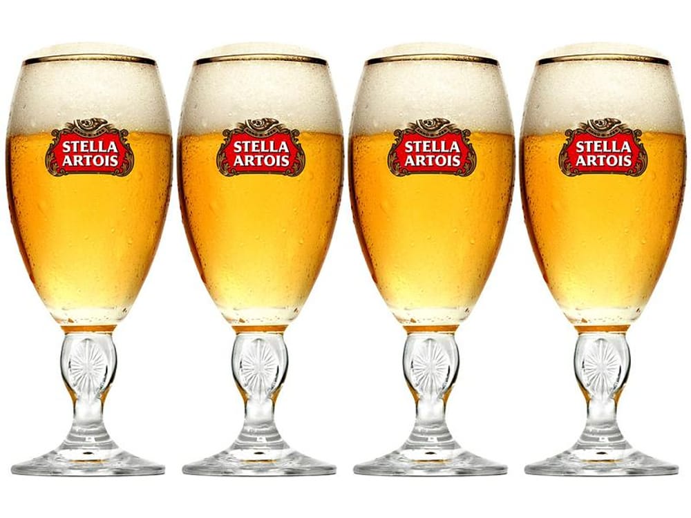 Jogo de Taças para Cerveja de Vidro 250ml 4 Peças Ambev Stella Artois