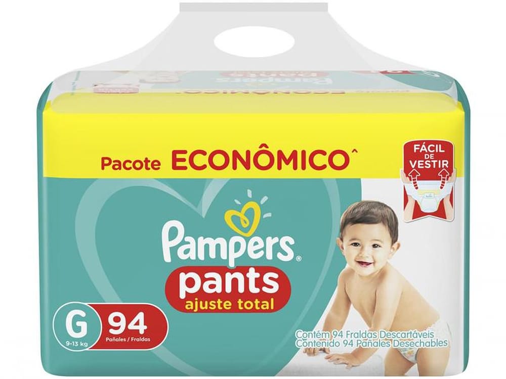 Fralda Calça Pampers Pants Ajuste Total - Tam. G 9 a 13kg 94 Unidades