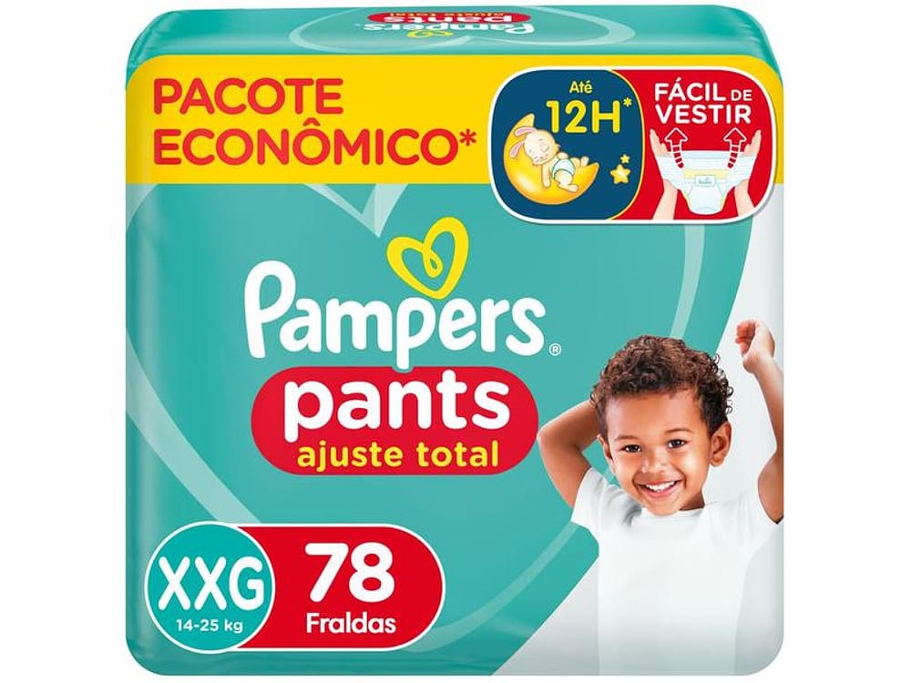 Fralda Calça Pampers Pants Ajuste Total - Tam. XXG 14 a 25kg 78 Unidades