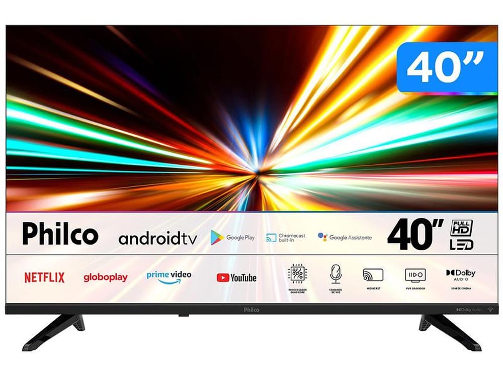 Smart TV 40” Full HD LED Philco PTV40E30AGSF - VA Android Wi-Fi Bluetooth Google Assistente