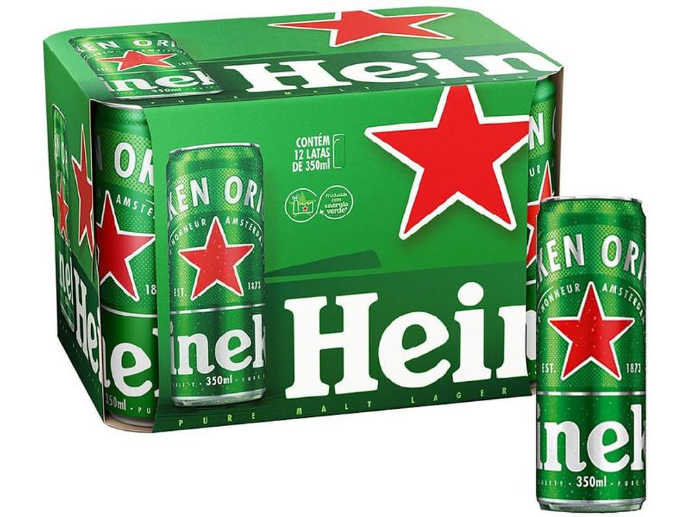 Cerveja Heineken Lager Puro Malte 12 Unidades - Lata 350ml