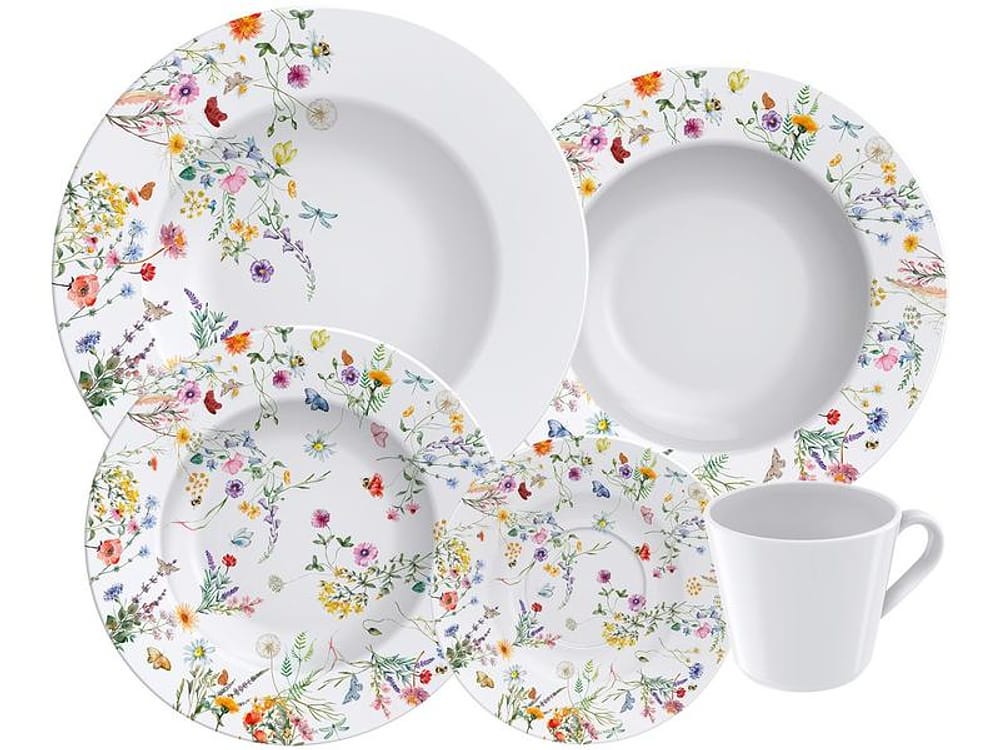 Aparelho de Jantar e Chá 20 Peças Tramontina de Porcelana Branco Redondo Ana Cecília