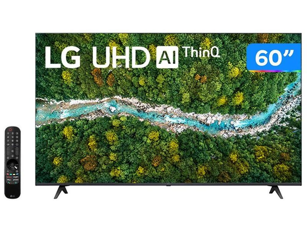 Smart TV 60” Ultra HD 4K LED LG 60UP7750 60Hz Wi-Fi e Bluetooth Alexa 3 HDMI 2 USB