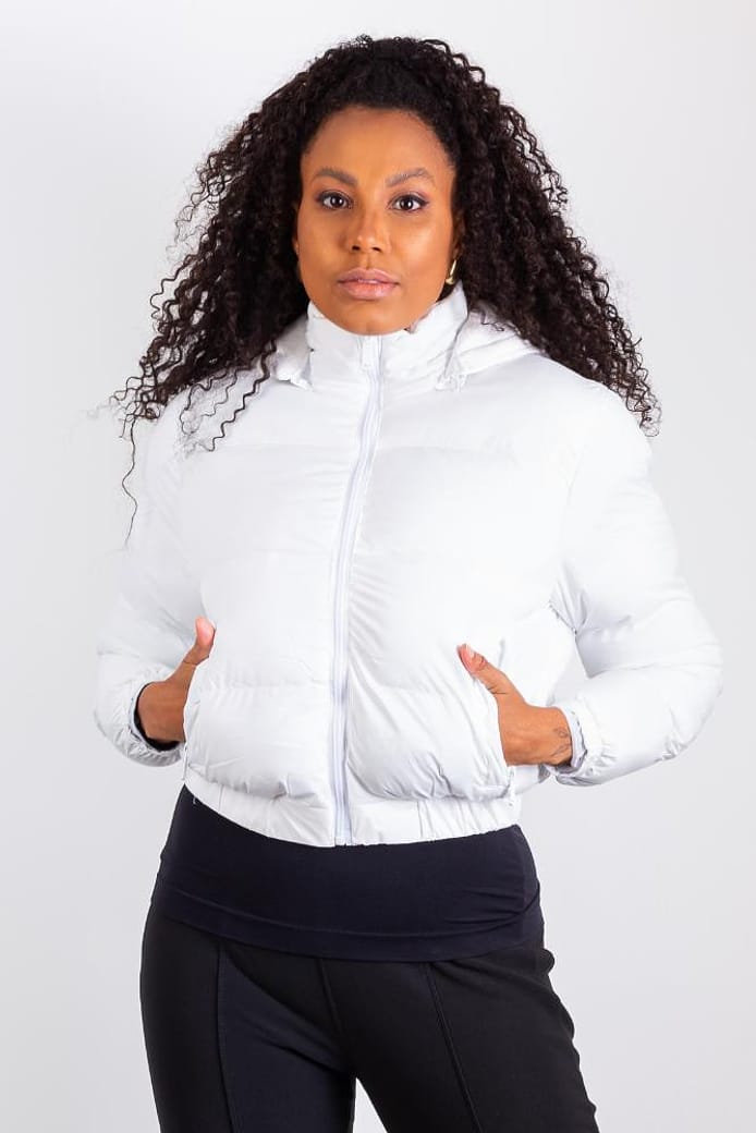 Jaqueta feminina puffer com capuz 44007