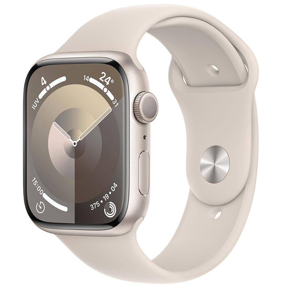 Apple Watch Series 9 GPS Caixa Estelar de Alumínio 45 mm Pulseira Esportiva Estelar P/M - Neutro em Carbono