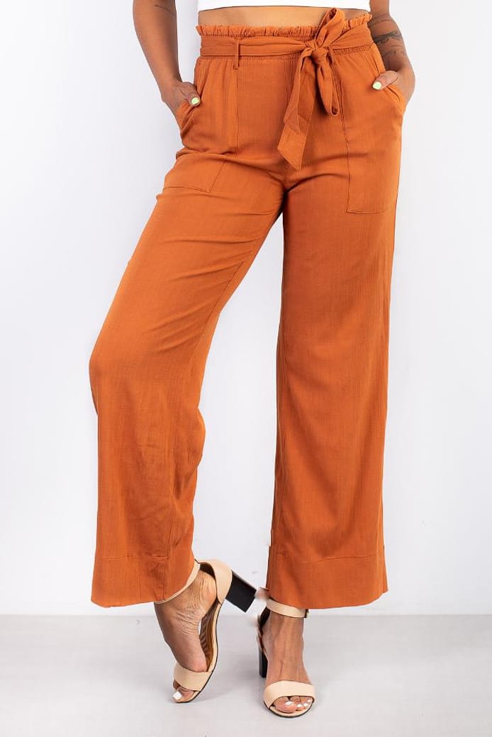 Calça feminina pantalona com cinto 32122