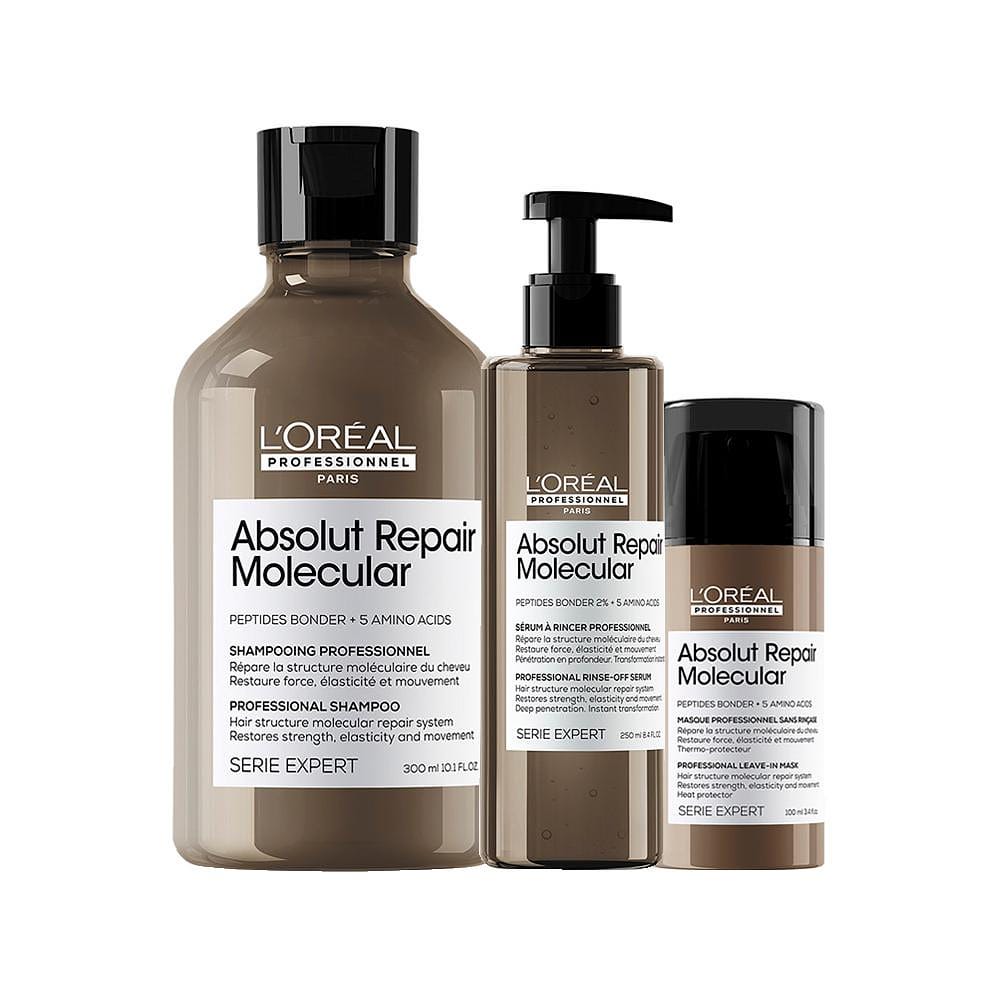 Kit L'Oréal Professionnel Absolut Repair Molecular – Shampoo 300ml e Leave-in e Sérum
