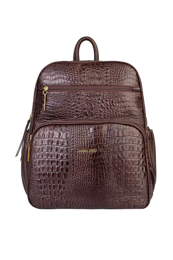 Mochila feminina de couro croco Zaya