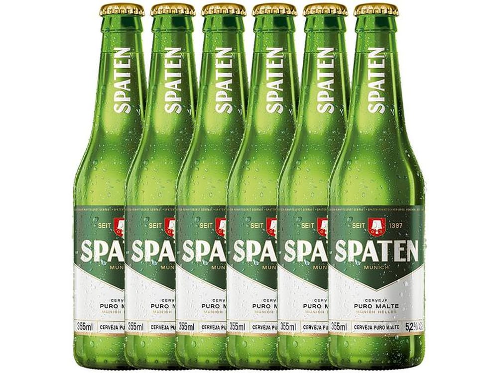 Cerveja Spaten Puro Malte Munich Helles Lager 6 Unidades Long Neck 355ml