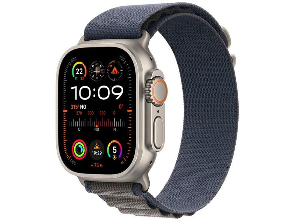Apple Watch Ultra 2 GPS + Cellular Caixa de Titânio de 49mm Pulseira Loop Alpina Azul M (Neutro em Carbono)