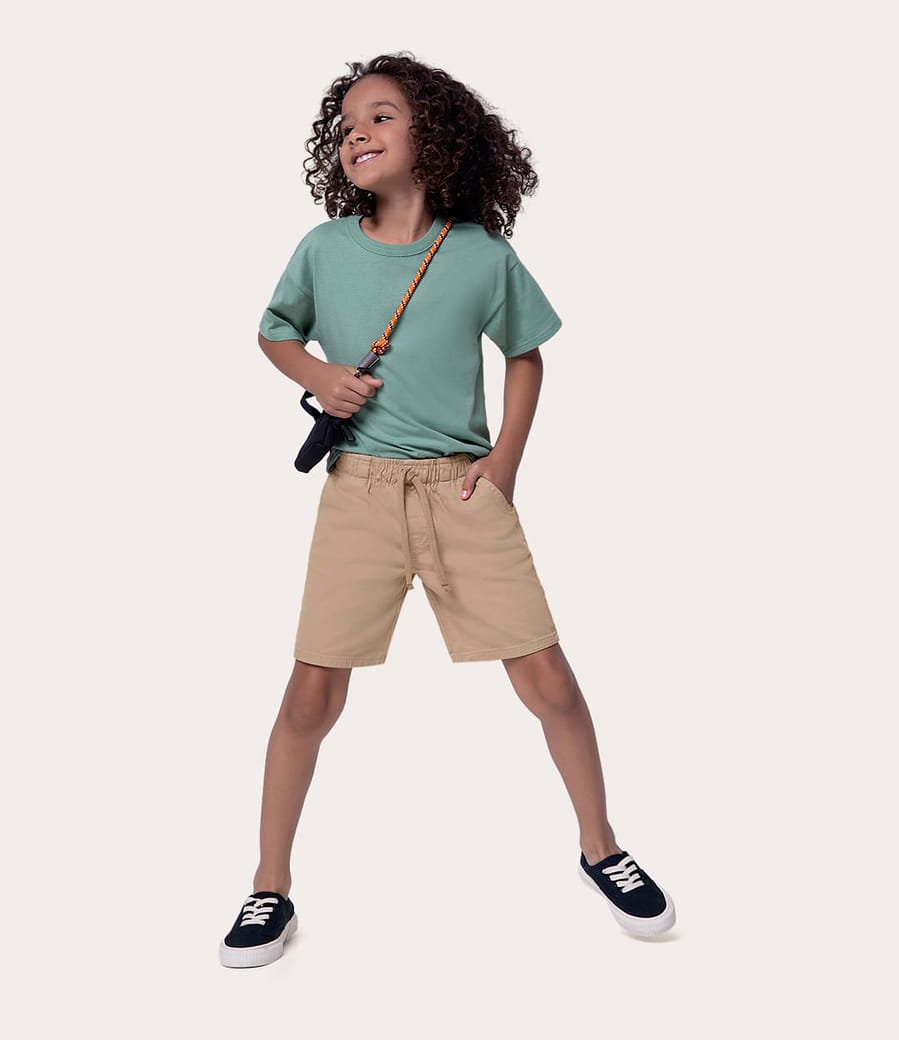 Bermuda Infantil Menino Sarja Com Elastano Malwee Kids