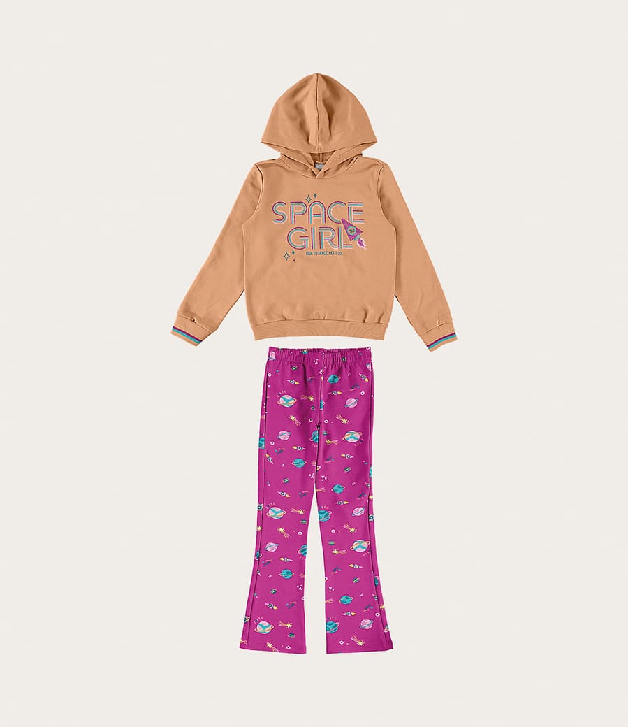 Conjunto Infantil Menina Space Girl Em Moletom Flanelado Malwee Kids