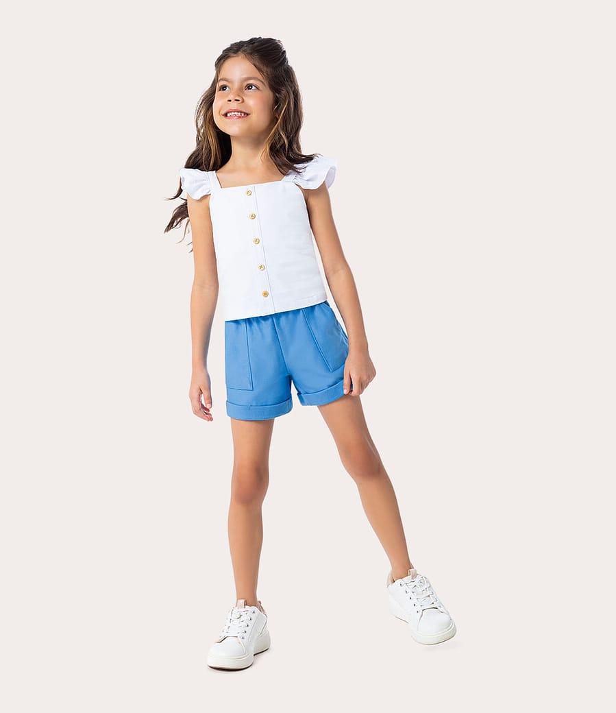 Conjunto Infantil Menina com Regata com Babado Algodão Malwee Kids