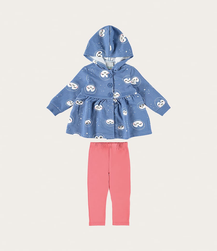 Conjunto Infantil Menina Casaco Em Moletom Flanelado Malwee Kids