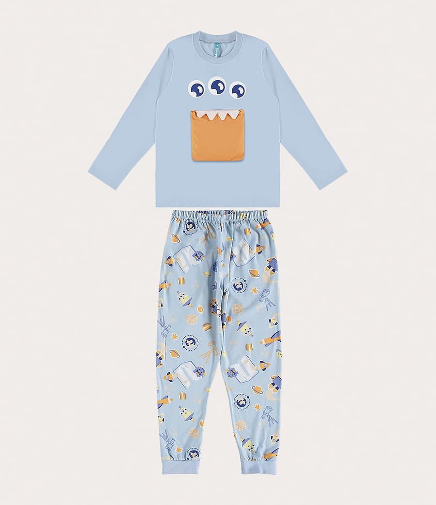 Pijama Infantil Unissex Monstrinho Em Algodão Malwee Kids