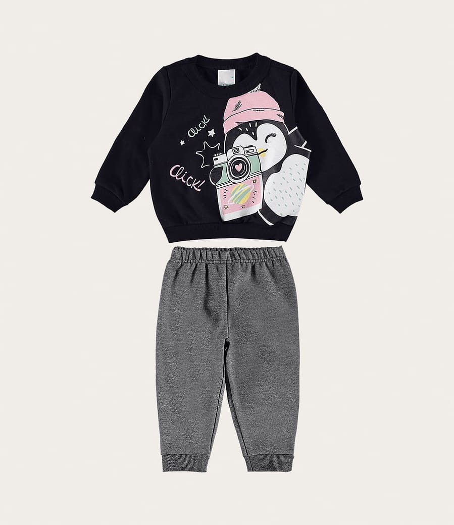 Conjunto Infantil Menina Click! Em Moletom Flanelado Malwee Kids