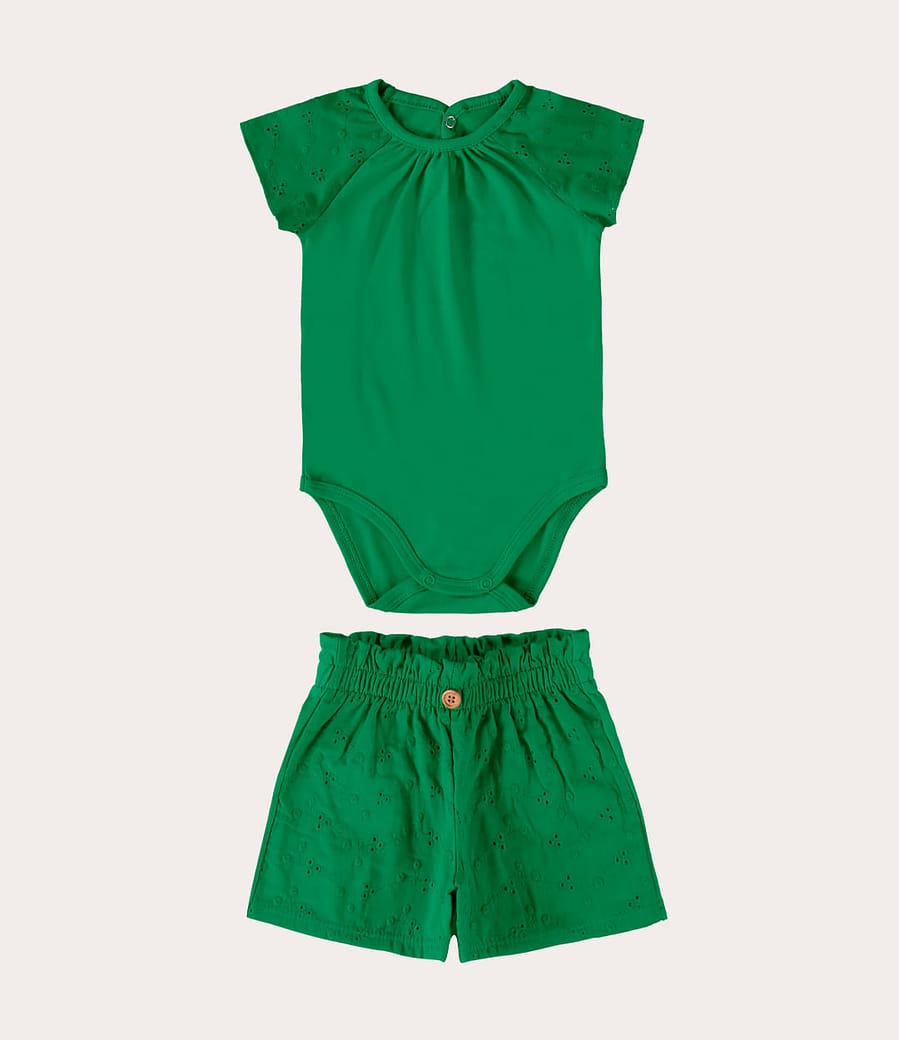 Conjunto Infantil Menina Body e Shorts Em Algodão Malwee Kids