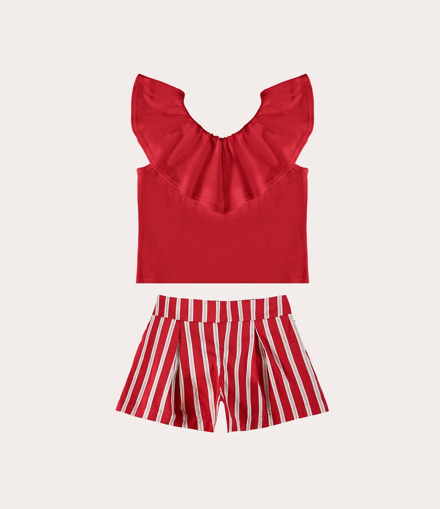 Conjunto Infantil Menina com Decote Babado Algodão Malwee Kids