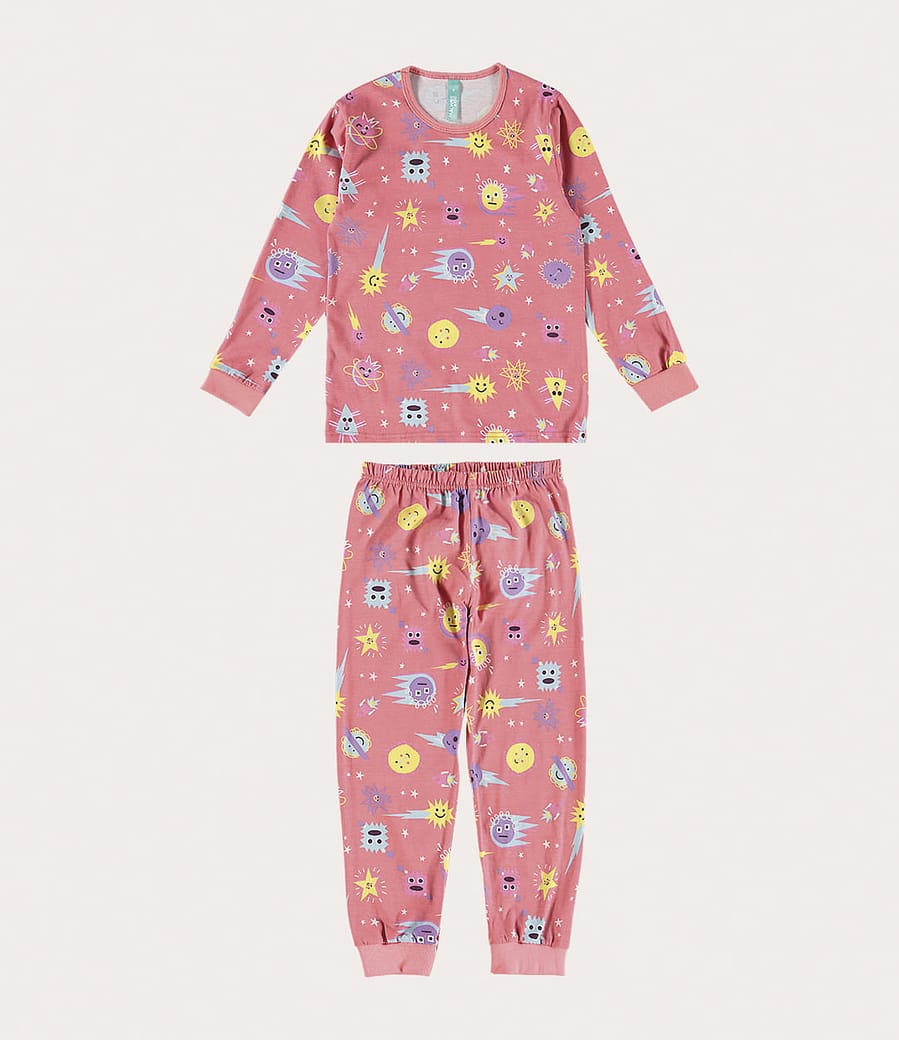 Pijama Infantil Unissex Estampado Em Algodão Malwee Kids