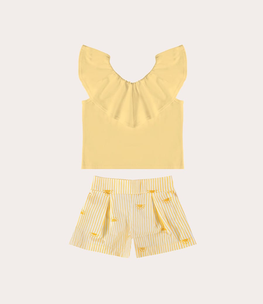 Conjunto Infantil Menina com Decote Babado Algodão Malwee Kids