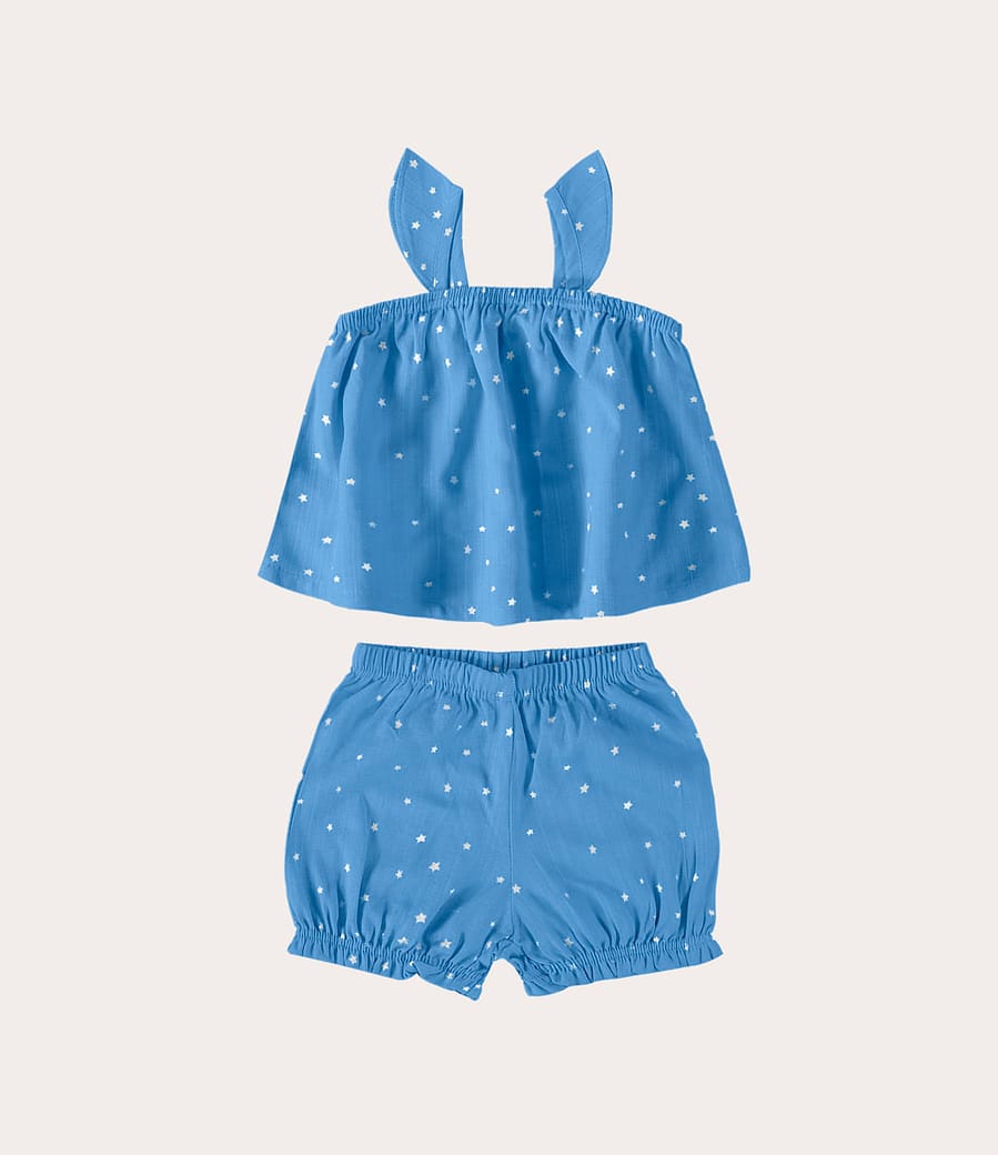 Conjunto Infantil Menina Regata Em Algodão e Shorts Em Viscolinho Malwee Kids