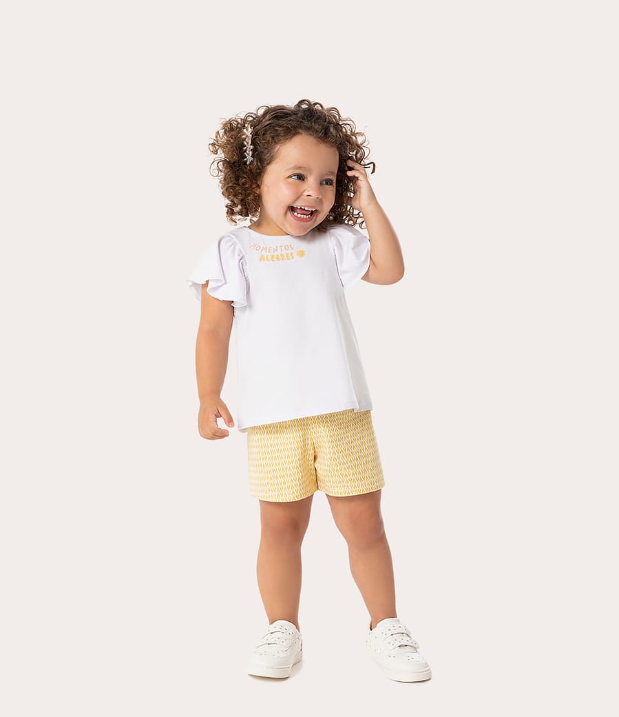 Conjunto Infantil Menina Blusa e Shorts Em Algodão Malwee Kids