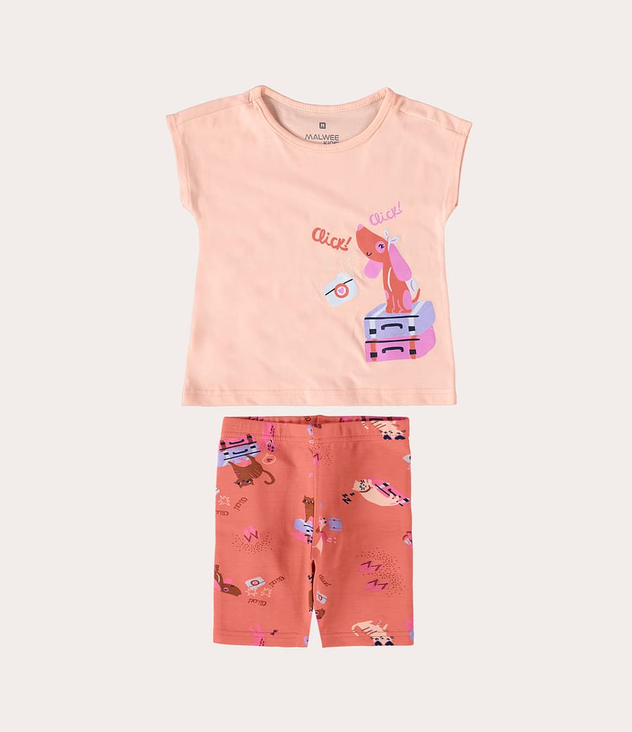 Conjunto Infantil Menina Blusa Em Algodão Malwee Kids