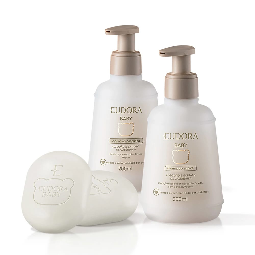 Eudora Kit Baby: Shampoo 200ml + Condicionador 200ml + Sabonete em Barra 85g