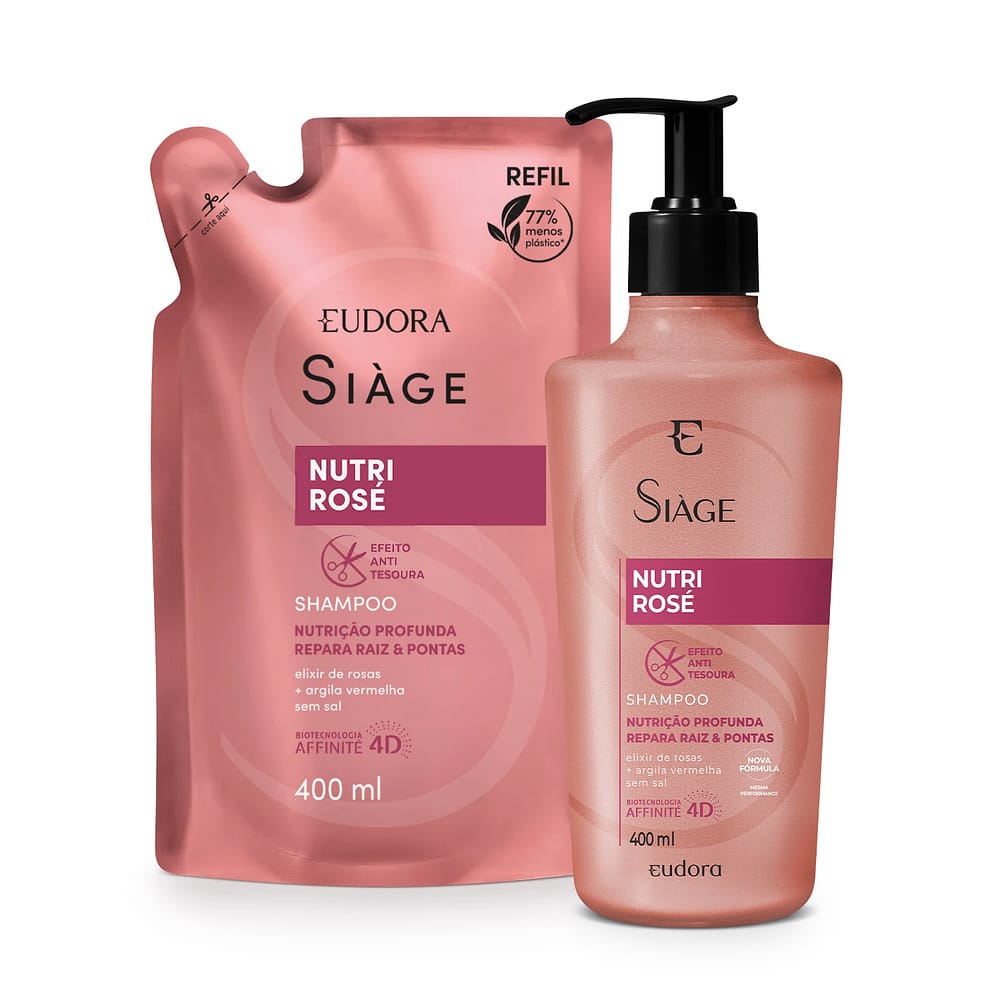 Eudora Kit Siàge Nutri Rose: Shampoo 400ml + Refil 400ml