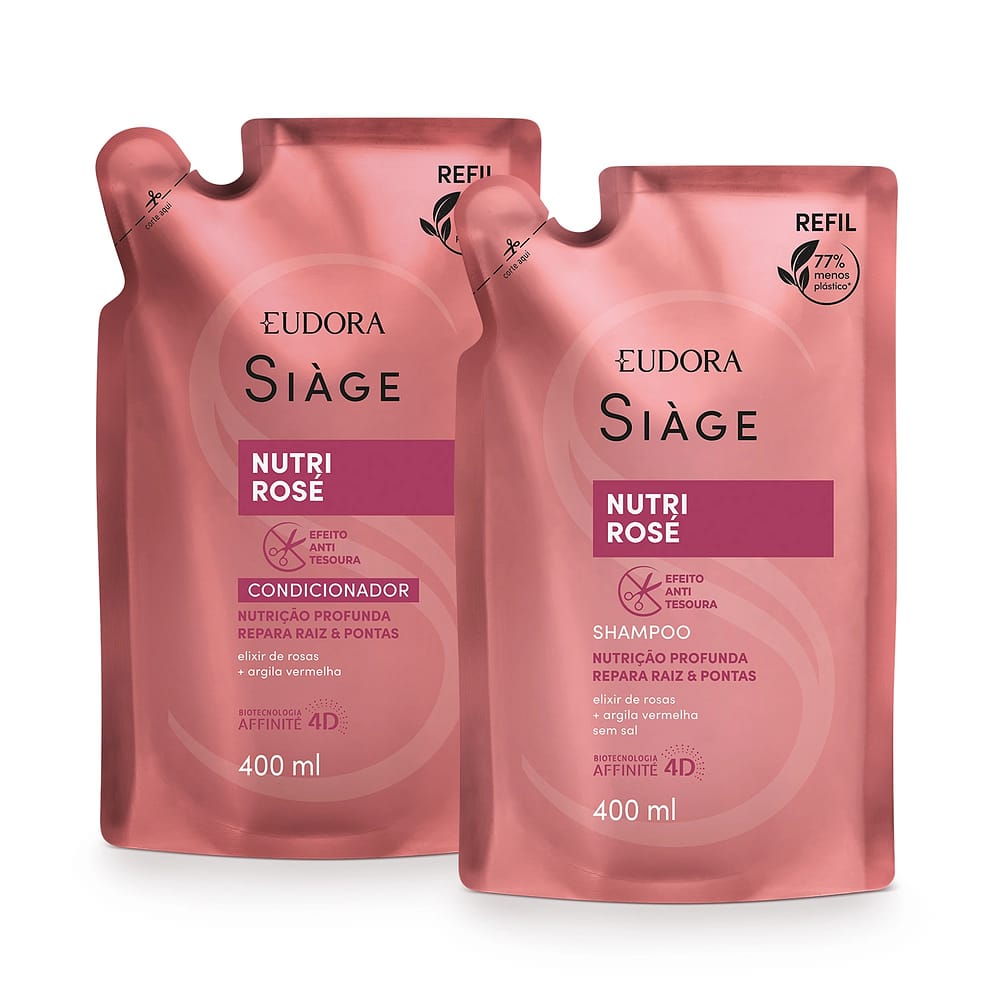 Eudora Kit Refil Siàge Nutri Rosé: Shampoo 400ml + Condicionador 400ml