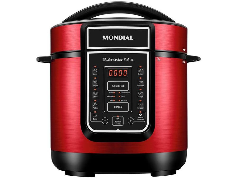 Panela de Pressão Elétrica Digital Mondial - Master Cooker Red PE-41 700W 3L Timer