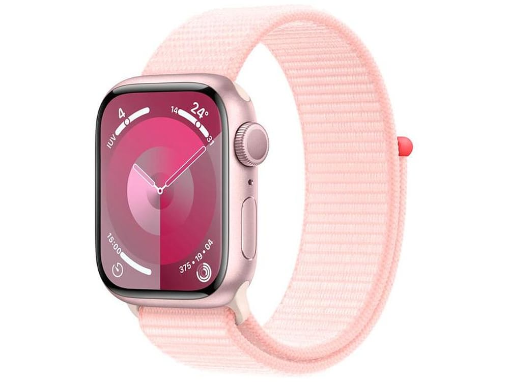 Apple Watch Series 9 GPS Caixa Rosa de Alumínio 41mm Pulseira Loop Esportiva Rosa-clara (Neutro em Carbono)