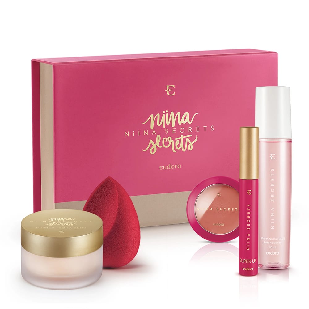 Eudora Kit Box Niina Secrets Blush Pêssego + Máscara + Bruma + Primer + Esponja + BOX EXCLUSIVA*